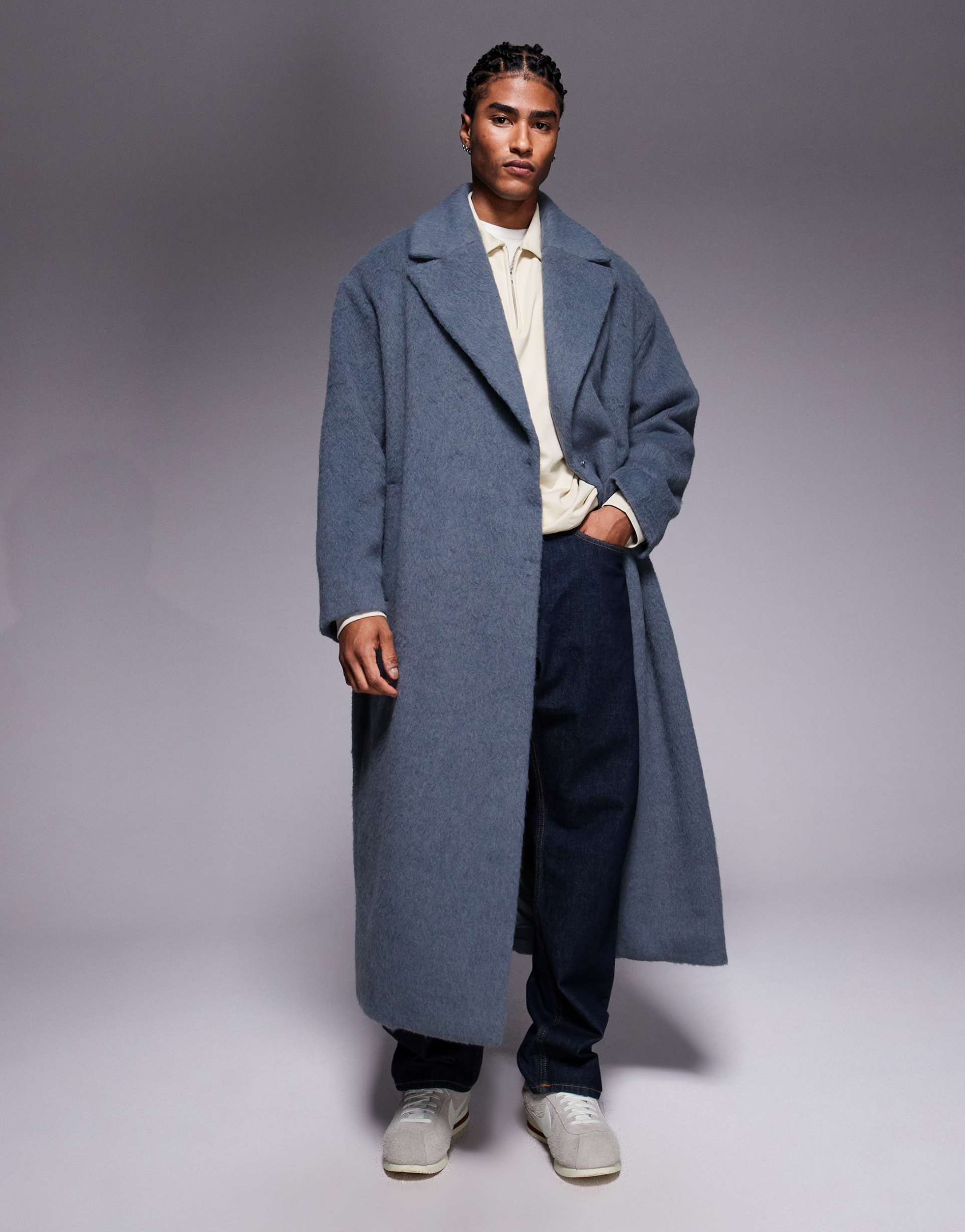 ASOS DESIGN wool look over coat in grey