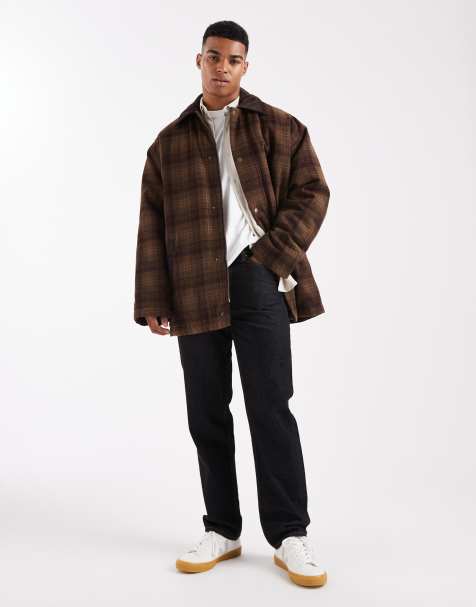 ASOS DESIGN wool look overcoat in check - view 1