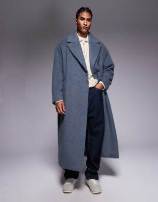 Asos Design Wool Look Overcoat In Gray