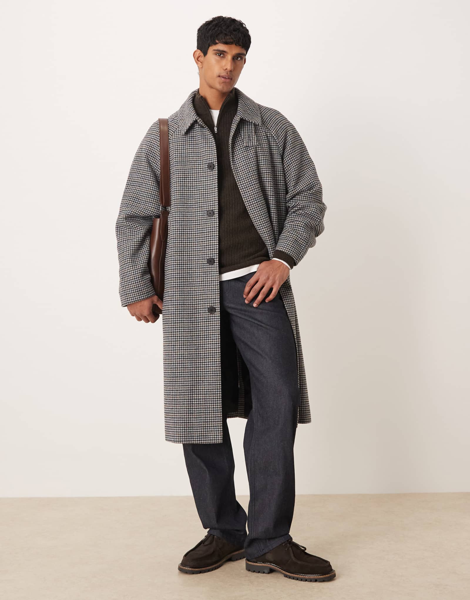 ДИЗАЙНЕРСКОЕ шерстяное пальто ASOS в хаундстут