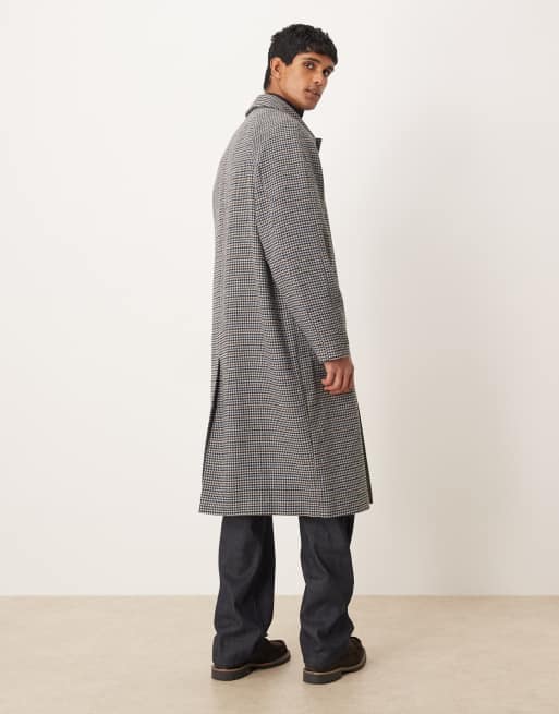 ASOS DESIGN wool look overcoat in houndstooth, 3 of 5