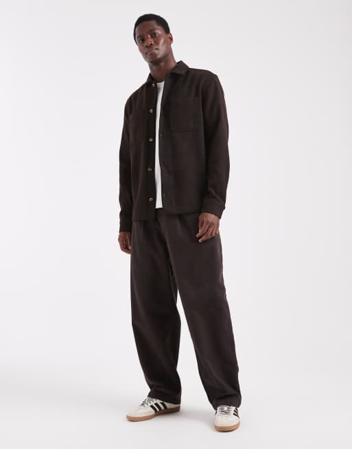 ASOS DESIGN wool look overshirt in brown, 2 of 5