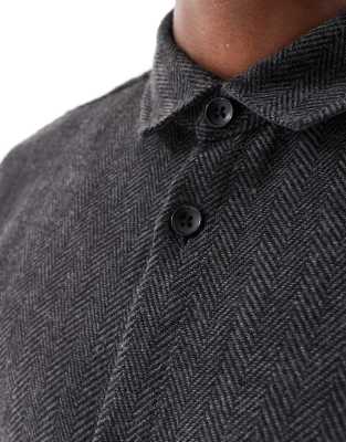 ASOS DESIGN wool look overshirt in charcoal
