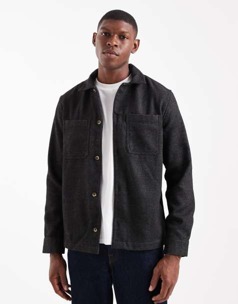 ASOS DESIGN wool look overshirt in charcoal - view 1