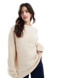 [ASOS DESIGN] ASOS DESIGN wool look oversized chunky crew neck jumper in ecru-Yellow XS Buttermilk yellow