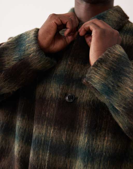 ASOS DESIGN wool look oversized coat in brown plaid, 5 of 5