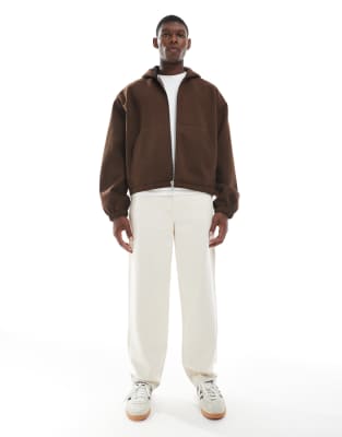 Asos Design Wool Look Oversized Hooded Jacket In Brown