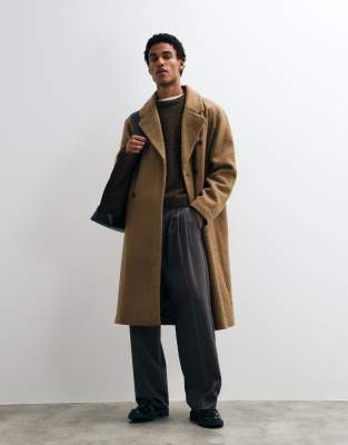 Asos Design Wool Look Oversized Overcoat In Brown