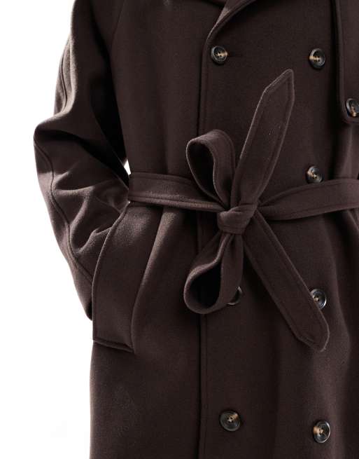 ASOS DESIGN wool look oversized overcoat in dark brown