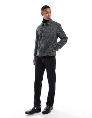 Asos Design Wool Look Shacket In Black