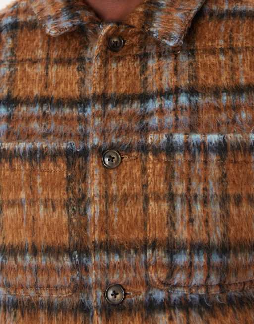 ASOS DESIGN wool look shacket in brown check, 5 of 5