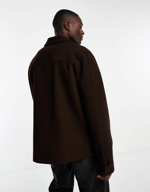ASOS DESIGN wool look shacket in brown | ASOS
