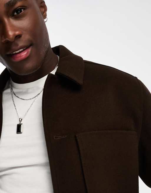 ASOS DESIGN wool look shacket in brown | ASOS