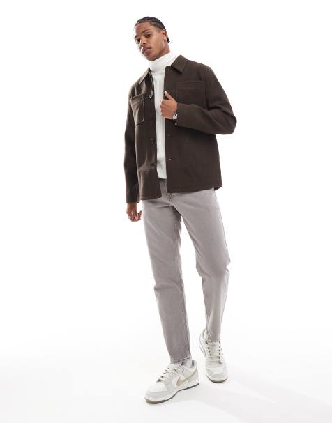 ASOS DESIGN wool look shacket in brown - view 1