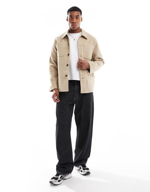 ASOS DESIGN wool look shacket in camel | ASOS