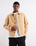 [ASOS DESIGN] ASOS DESIGN wool look shacket in camel-Neutral 4XL CAMEL
