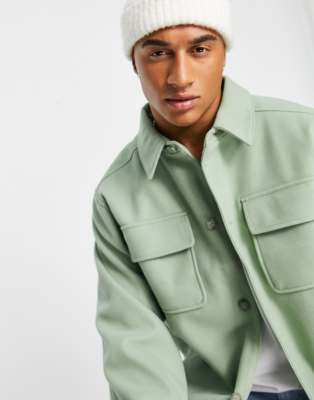 green wool shacket