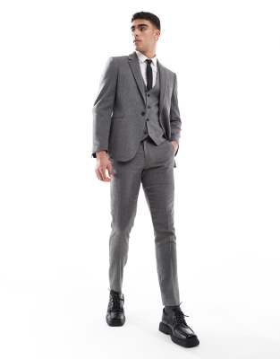 asos ASOS DESIGN wool look skinny suit in dark grey