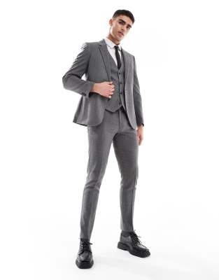 wool look skinny suit pants in dark gray