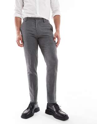 Asos Design Wool Look Skinny Suit Pants In Gray