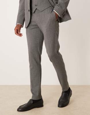 Asos Design Wool Look Skinny Suit Trousers In Gray