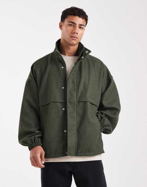ASOS DESIGN wool look track jacket in khaki - view 1