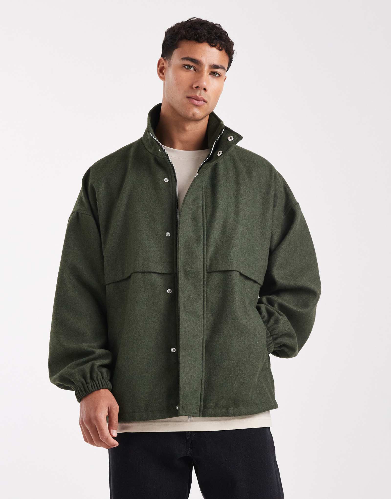 ДИЗАЙНЕРСКАЯ шерстяная спортивная куртка ASOS цвета хаки