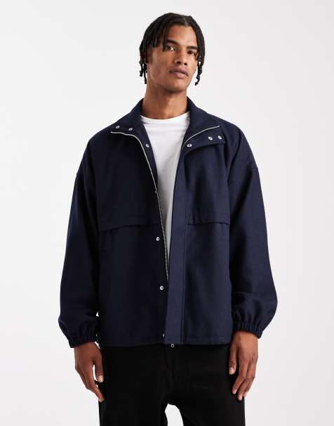 ASOS DESIGN wool look track jacket in navy - view 1