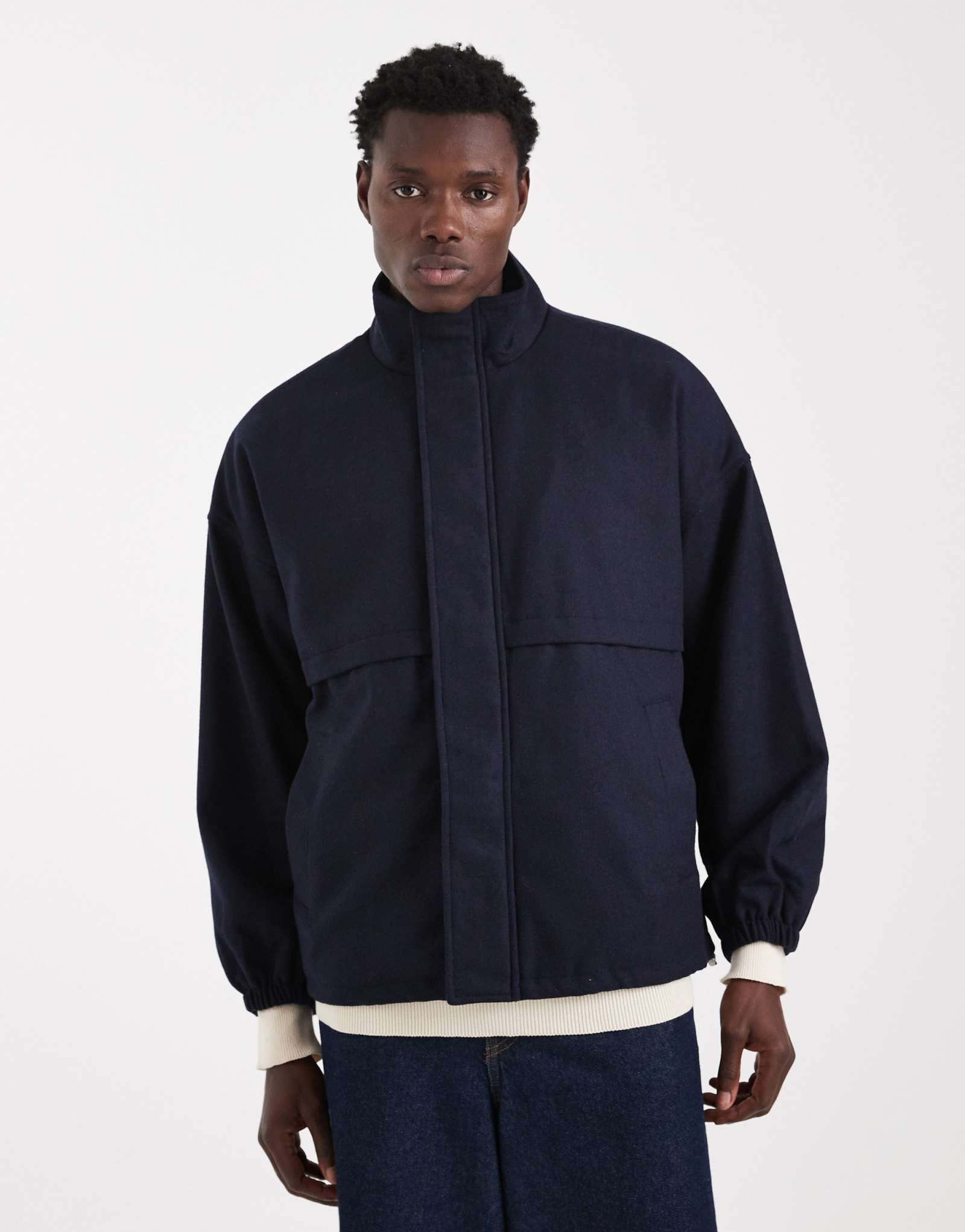 ДИЗАЙНЕРСКАЯ шерстяная спортивная куртка ASOS темно-синего цвета