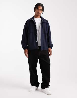 Asos Design Wool Look Track Jacket In Blue