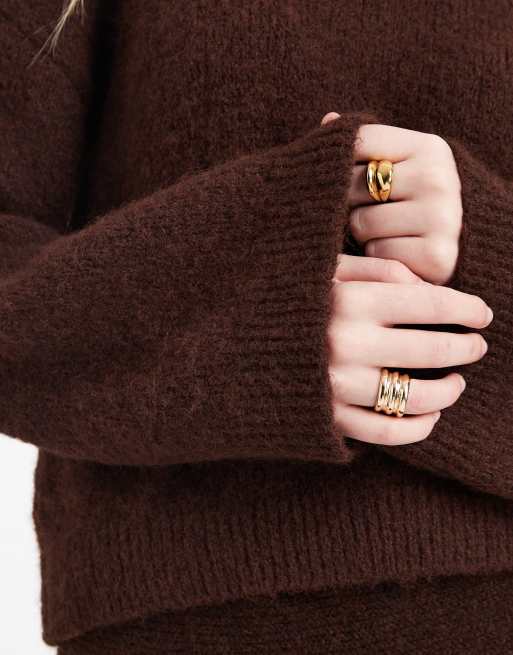 ASOS DESIGN wool look wide sleeve knit sweater in brown - part of a set, 2 of 4