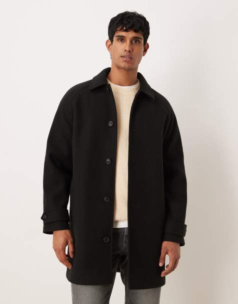 ASOS DESIGN wool mix car coat in black - view 1