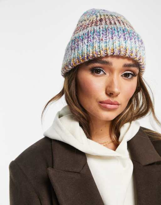 ASOS DESIGN wool mix chunky mix knit beanie in multi | ASOS