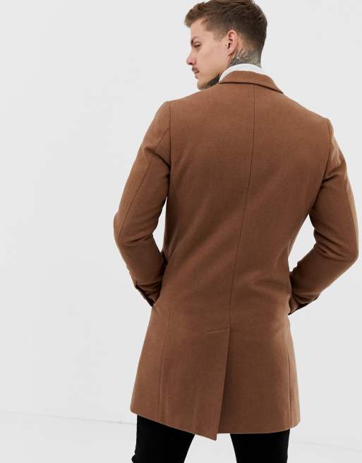 Dark camel hot sale wool coat