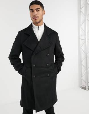 mens black overcoat double breasted