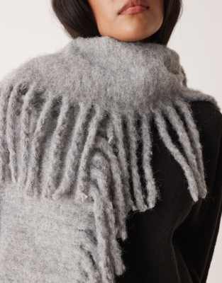 Asos Design Wool Mix Fringe Scarf In Multi