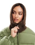 [ASOS DESIGN] ASOS DESIGN wool mix hood in chocolate with zip detail-Brown No Size Brown