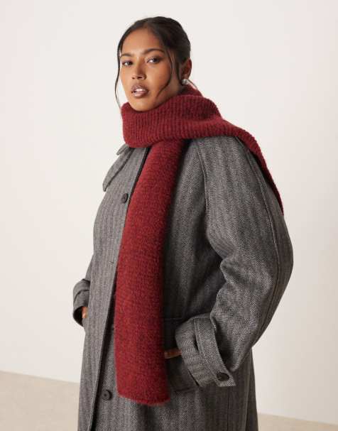 ASOS DESIGN wool mix knit scarf in burgundy