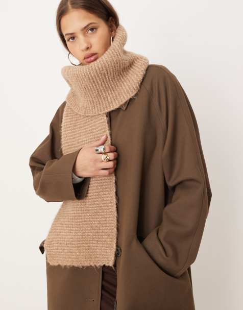 ASOS DESIGN wool mix knit scarf in light oatmeal - view 1