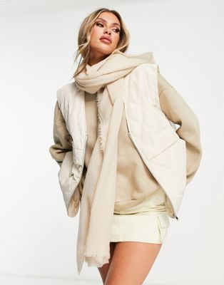 ASOS DESIGN wool mix lightweight scarf in camel
