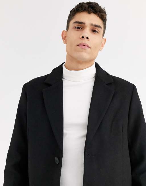 Asos black 2024 wool coat