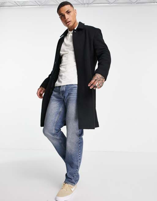Asos design wool mix overcoat in light grey hot sale