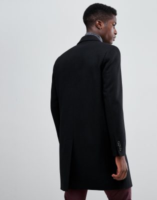 asos design wool mix overcoat in light gray