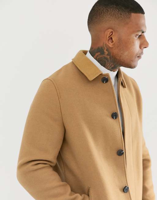 Asos design wool mix overcoat best sale in camel