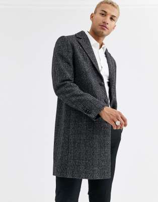 asos design wool mix overcoat in light gray