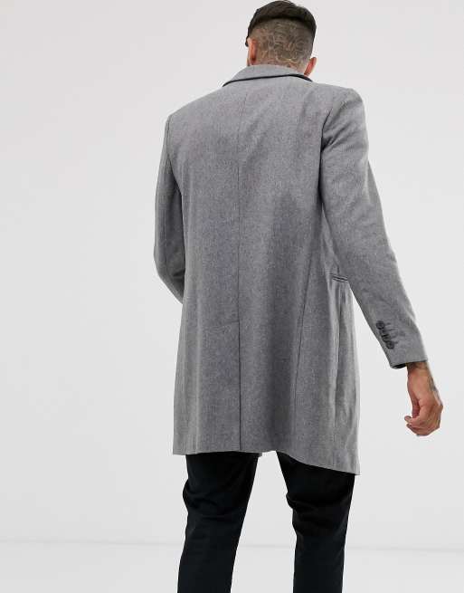 Asos design wool mix hot sale overcoat in light grey