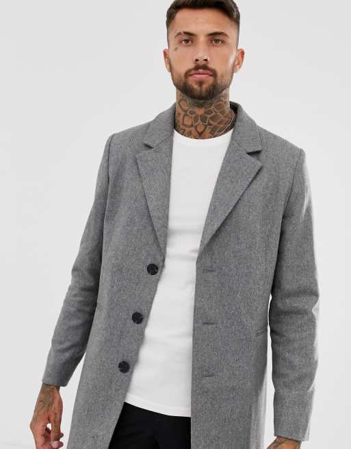 Asos design wool mix deals overcoat in light gray