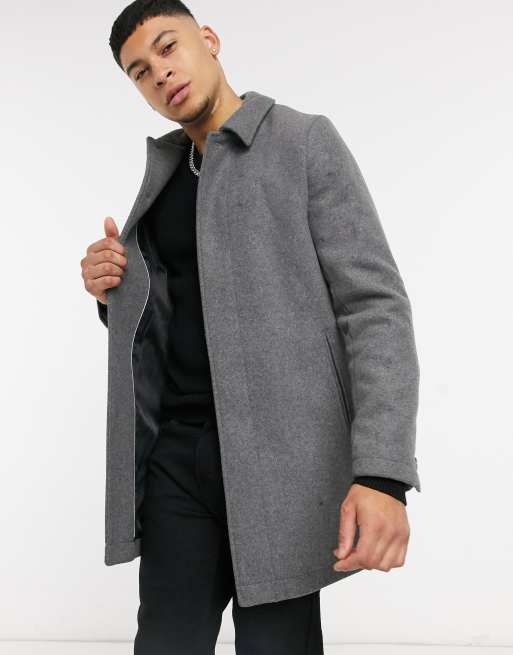 ASOS DESIGN wool mix overcoat in gray ASOS