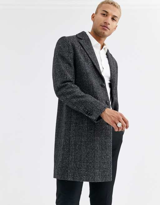 Grey store check overcoat