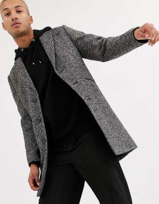 asos design wool mix overcoat in light gray